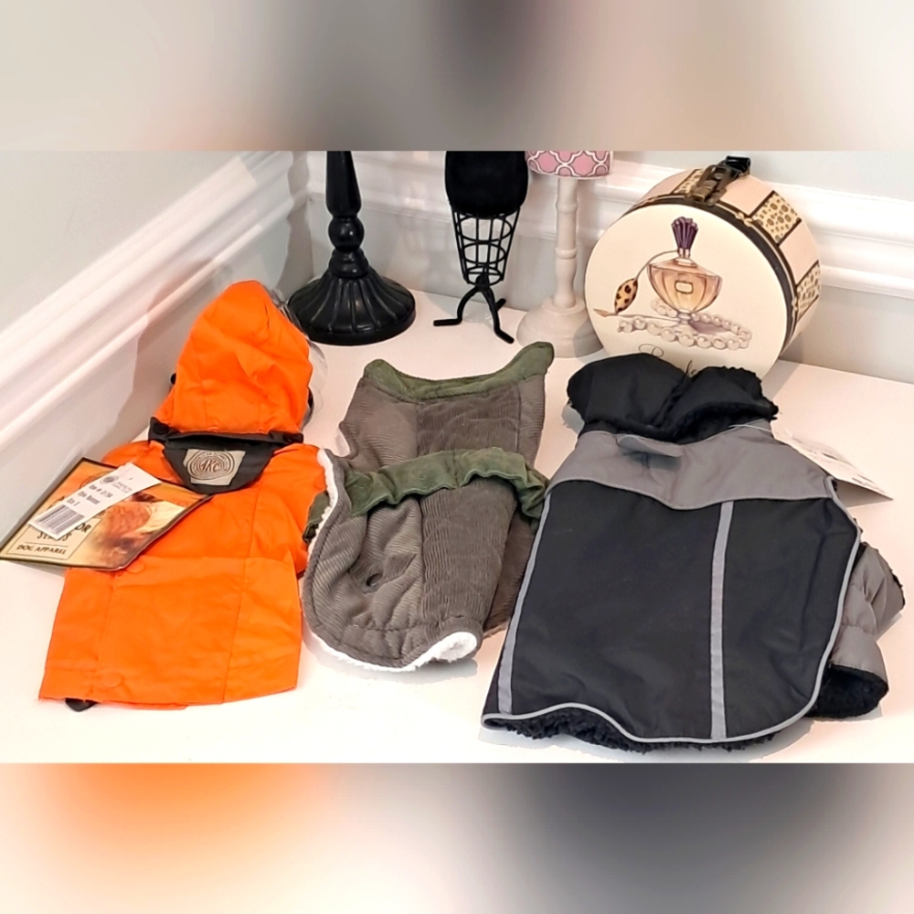 2 Dog Winter Jackets and 1 Dog Rain Jacket  Size Small NWT